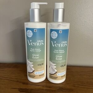 Gillette Venus Post Shave Glow Coconut Oil Aloe Olay Moisturizer 12oz - Lot of 2